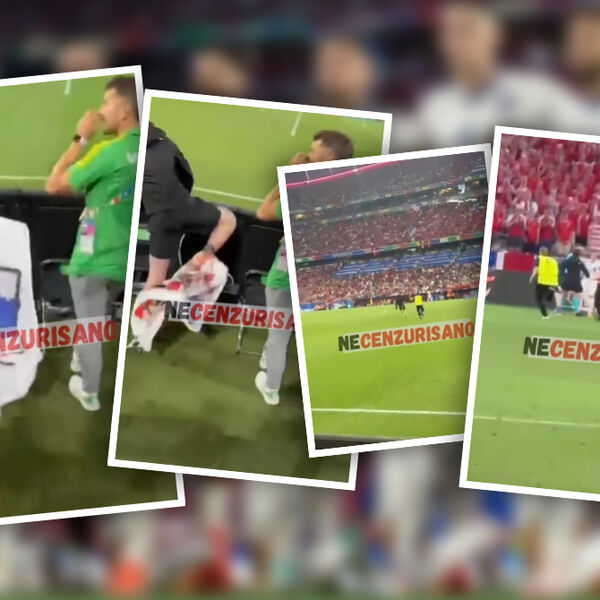 SRPSKI NAVIJAČ ULETEO NA TEREN SA ZASTAVOM ''KOSOVO JE SRBIJA'': OBEZBEĐENJE NIJE MOGLO DA GA ZAUSTAVI (VIDEO)