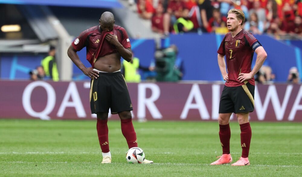 Romelu Lukaku i Kevin De Brujne na utakmici Francuske i Belgije