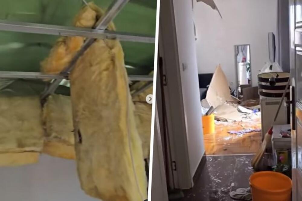 ODE PLAFON KAO DA JE OD PAPIRA: Oluja napravila dar-mar od stana u Beogradu, stanari očajni (FOTO)