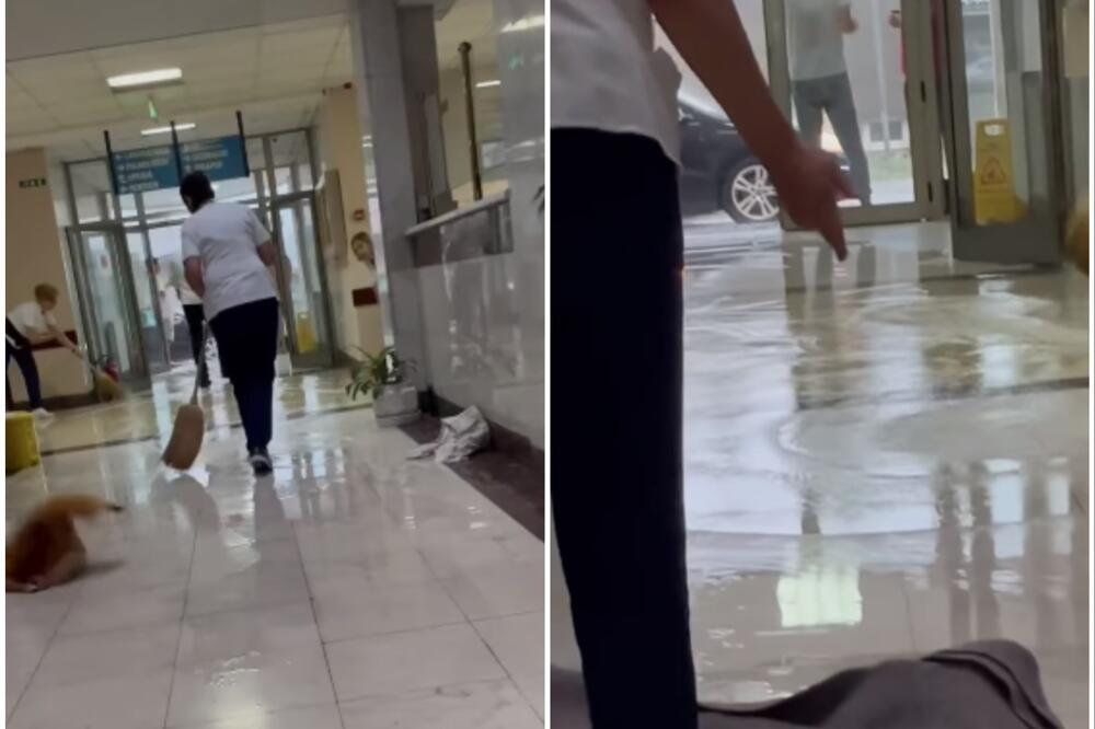 ZAPOSLENI POMOĆU METLI I ĆEBADI IZBACUJU VODU: Dramatično na Institutu za rehabilitaciju u Beogradu (VIDEO)