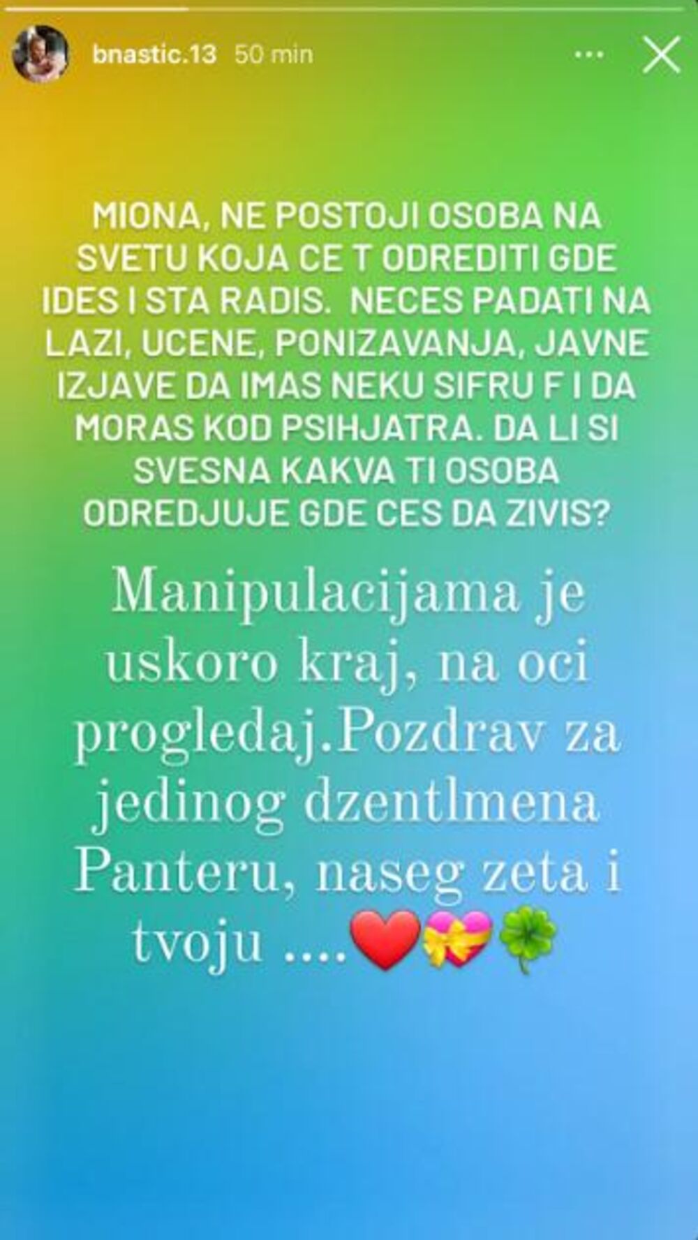 Objava majke Mione Jovanović