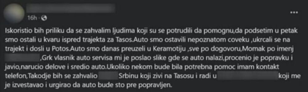 Objava u grupi
