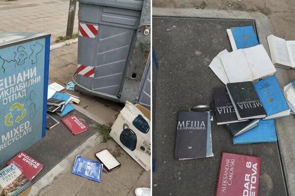 ŠTA LI SU MU ANDRIĆ I SELIMOVIĆ ZGREŠILI? Pretužna slika pored kontejnera u Beogradu (FOTO)