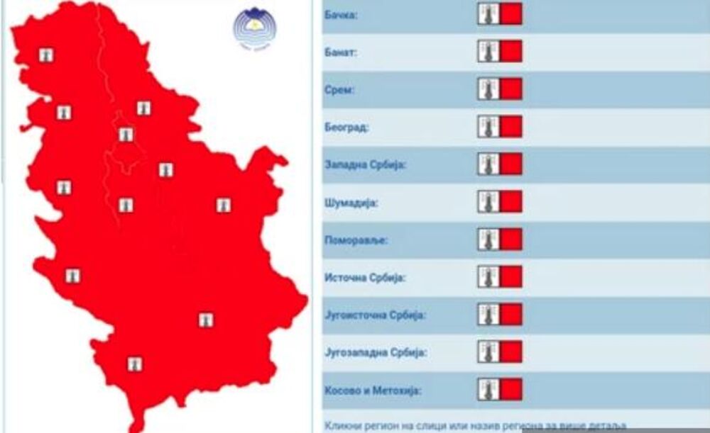Crveni meteoalarm za četvrtak 