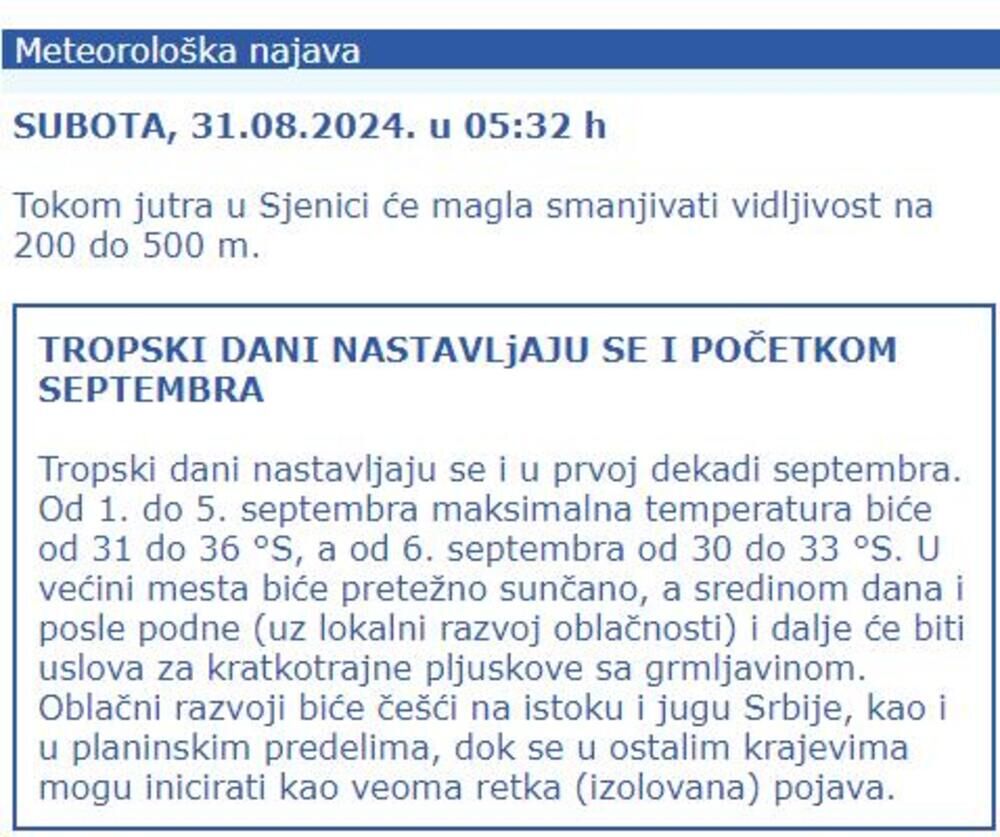 Meteorološka najava