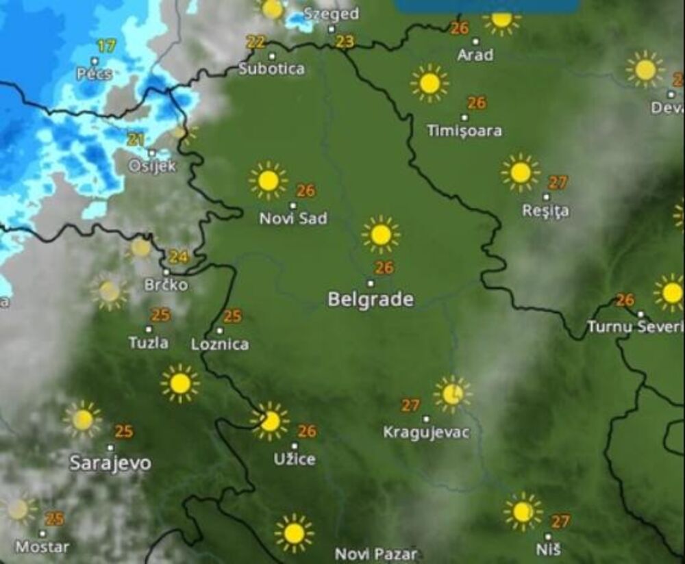 Detaljna mapa kretanja hladnog fronta u našoj zemlji