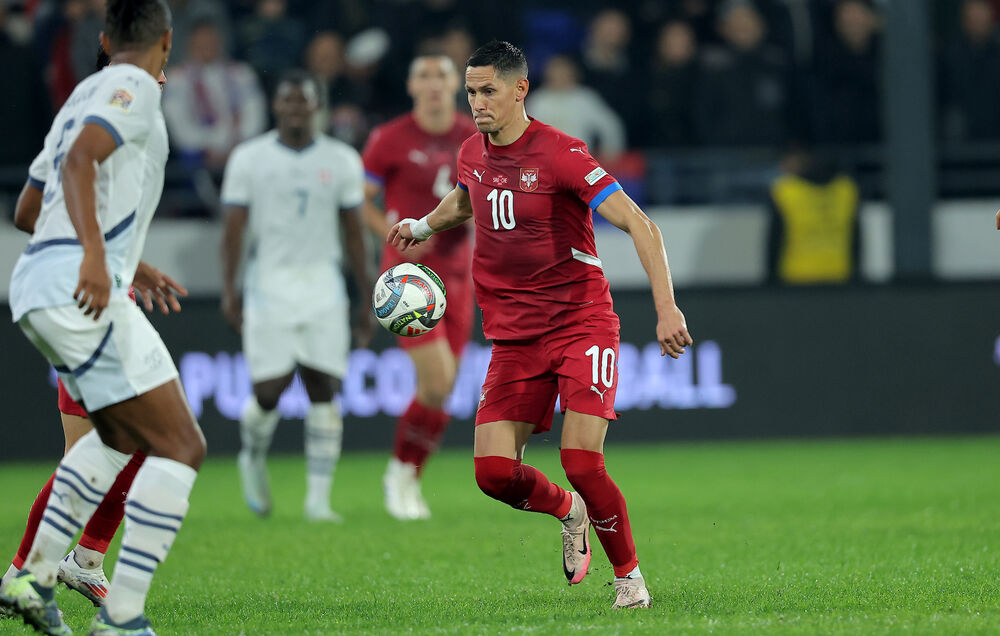 Saša Lukić na utakmici Srbije i Švajcarske