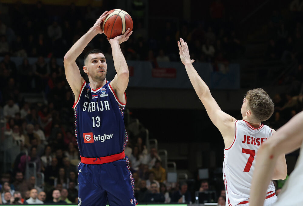 Ognjen Dobrić na utakmici Srbije i Danske