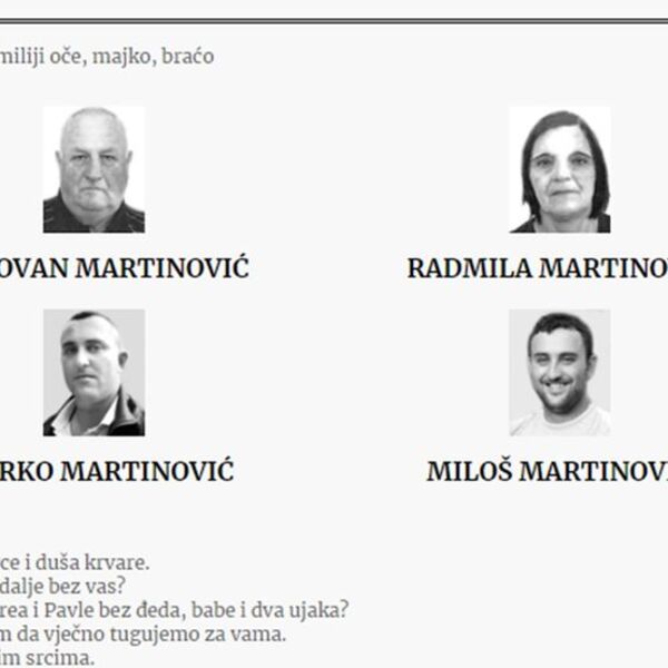 Sestra dala čitulju ubijenoj braći blizancima na Cetinju: Njene reči slamaju srce, "Najmiliji oče, majko, braćo"
