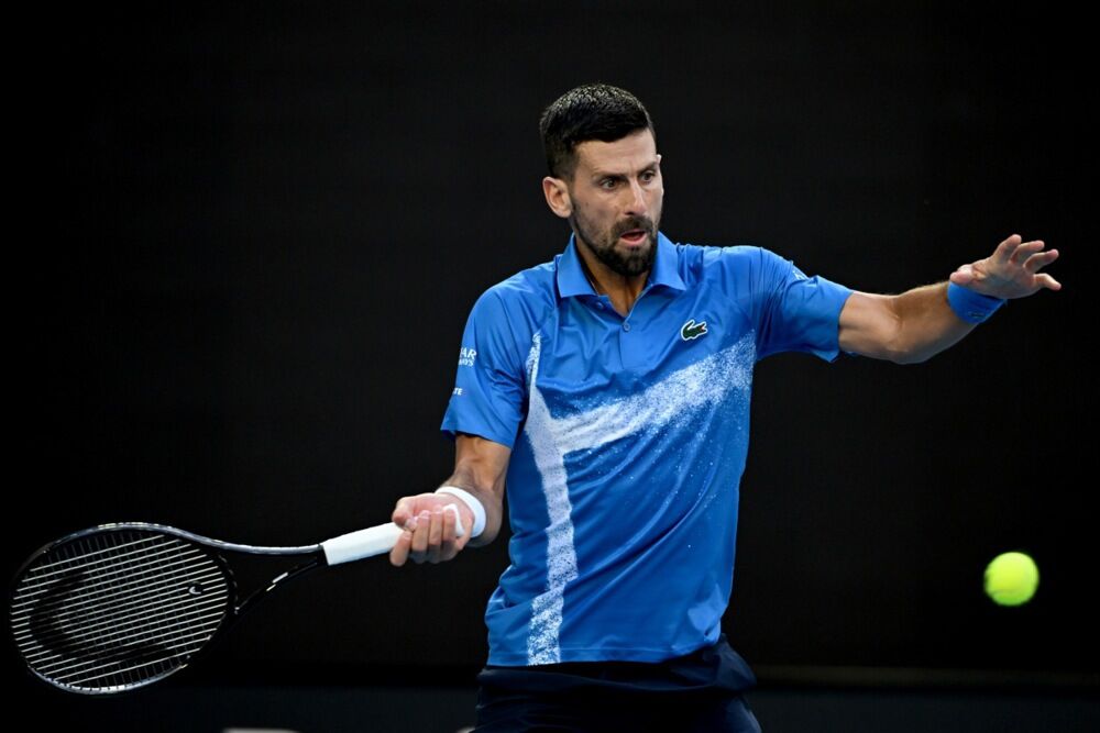 Novak Đoković na meču protiv Tomaša Mahača