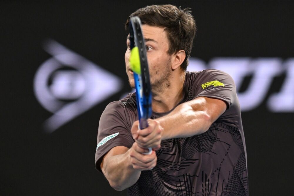 Miomir Kecmanović na meču protiv Holgera Runea