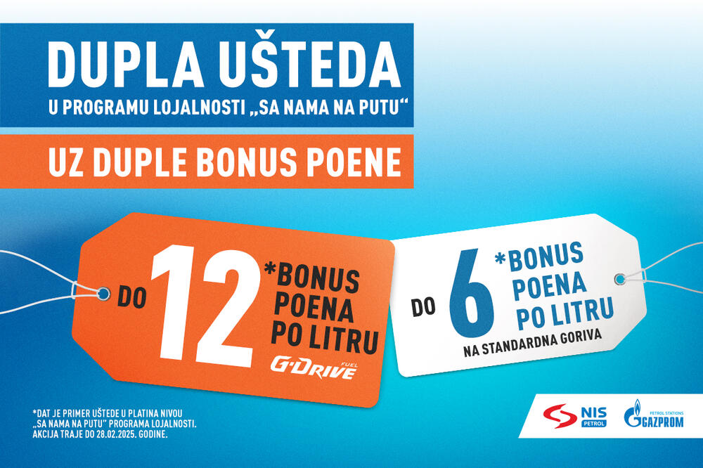 DUPLA UŠTEDA NA NIS PETROL I GASPROM BENZINSKIM STANICAMA: Uštedite i do 12 dinara po litru goriva