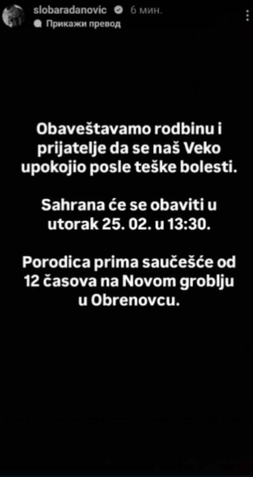 Objava Slobe Radanovića