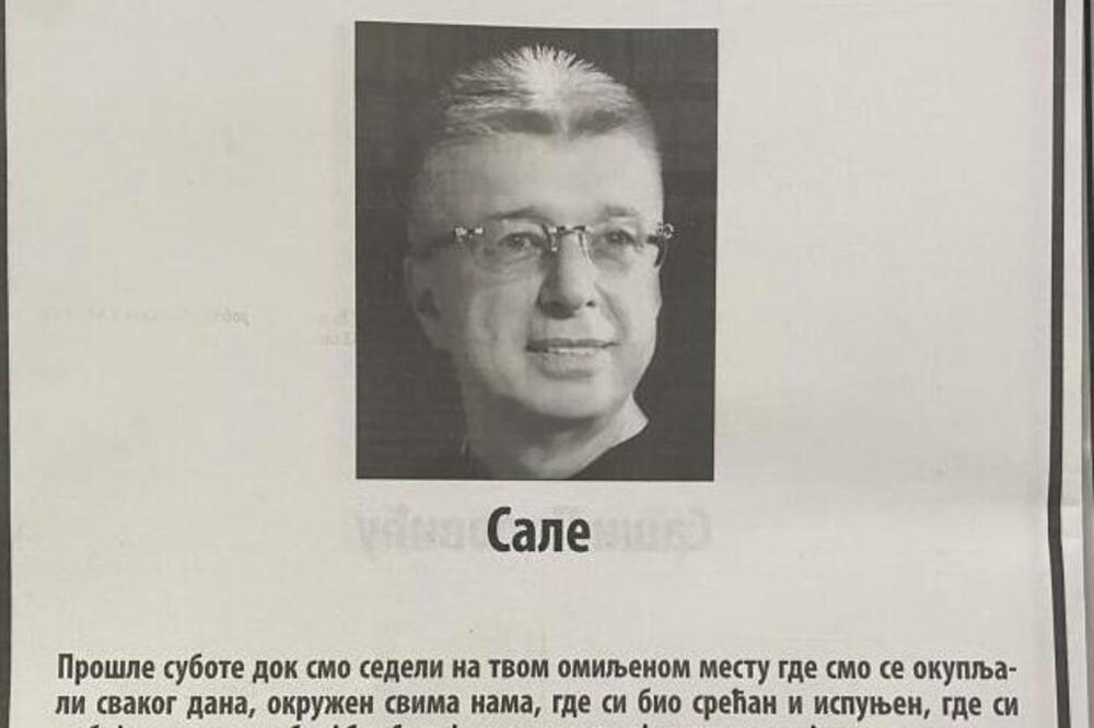 "Prošle subote smo...": Osvanula nova čitulja za Sašu Popovića! Imena koja stoje na njoj će vas razneti