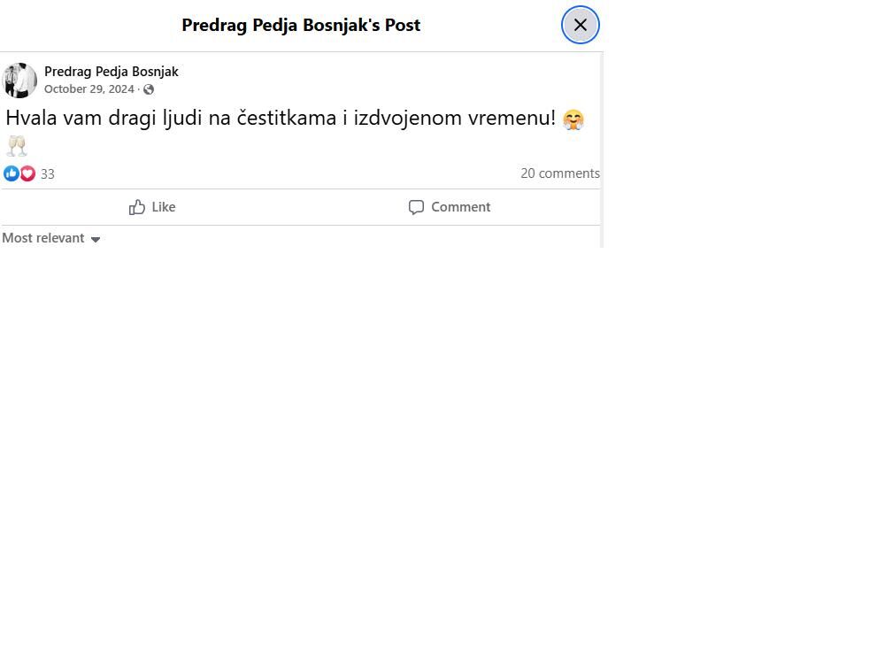 Objava Peđje Bošnjaka