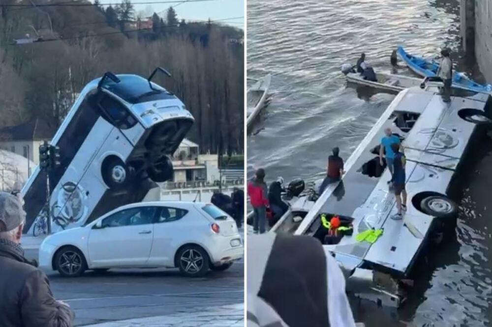 Pokušao da okrene bus, pa upao u reku, na licu mesta ostao mrtav! Strašni snimci sa mesta jezive nesreće! (VIDEO)