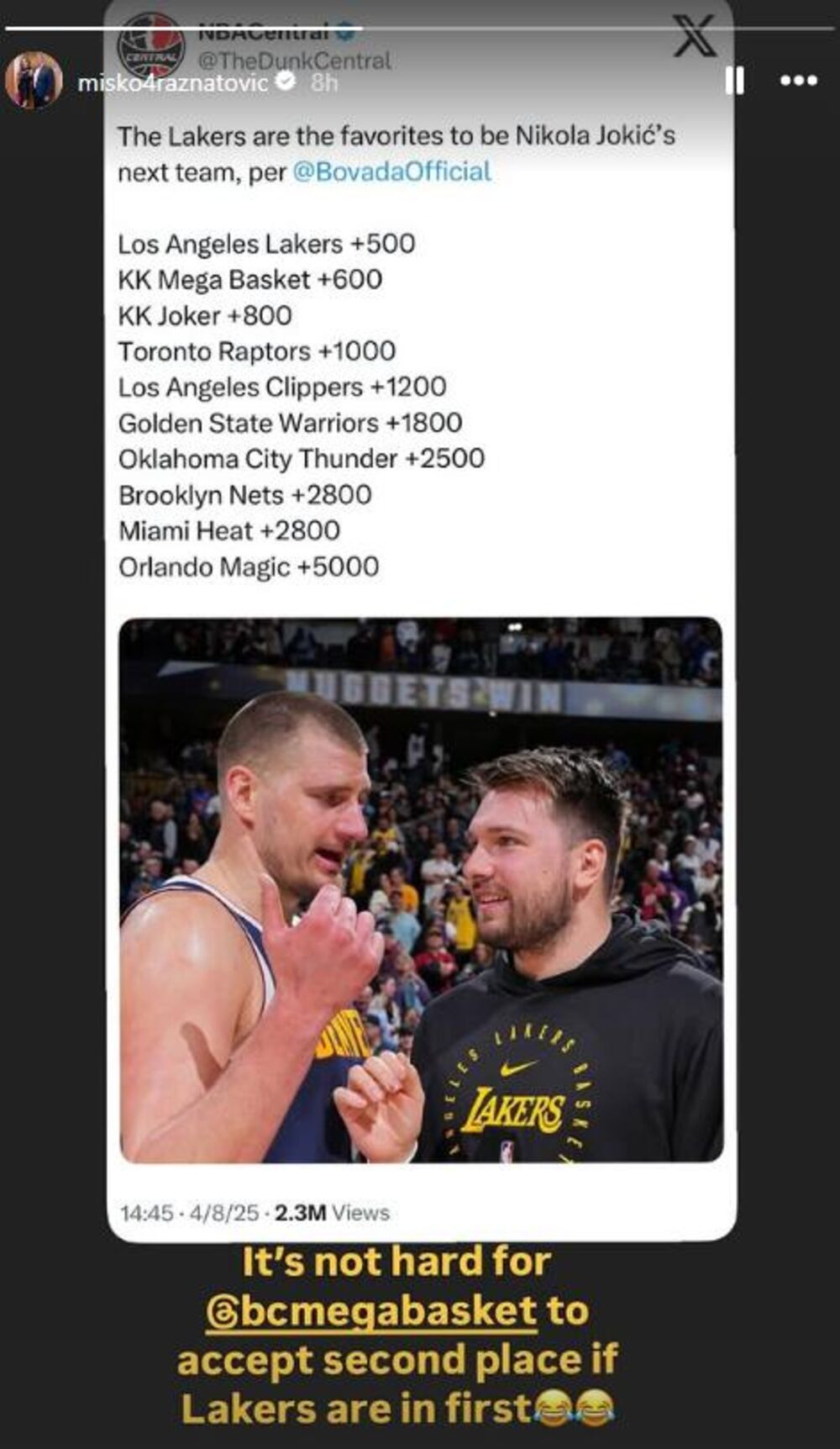 Objava Miška Ražnatovića