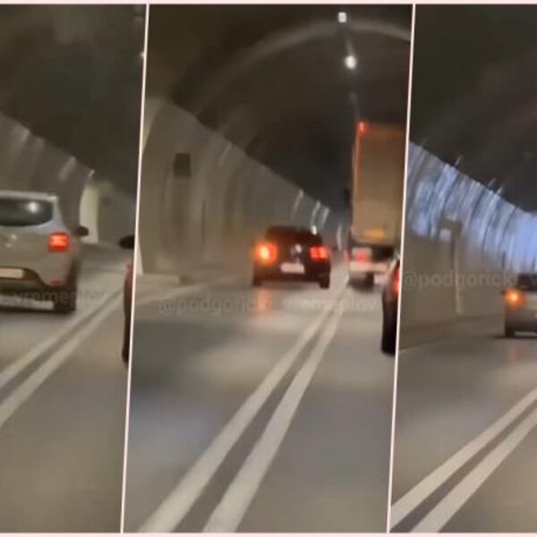 Strašan snimak iz tunela u Crnoj Gori! Bahati vozač pretiče u duploj liniji, životi vozača ugroženi (VIDEO)