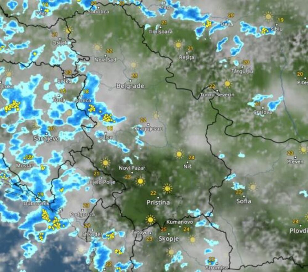 Kretanje nevremena u 16 časova