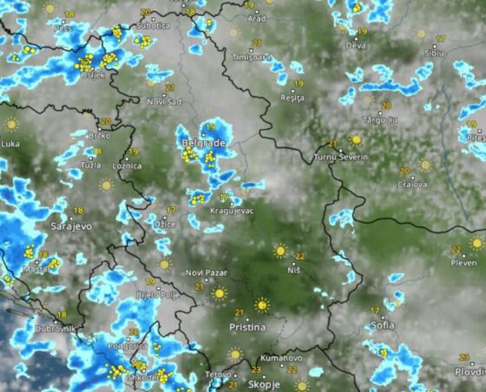 Kretanje nevremena u 18 časova