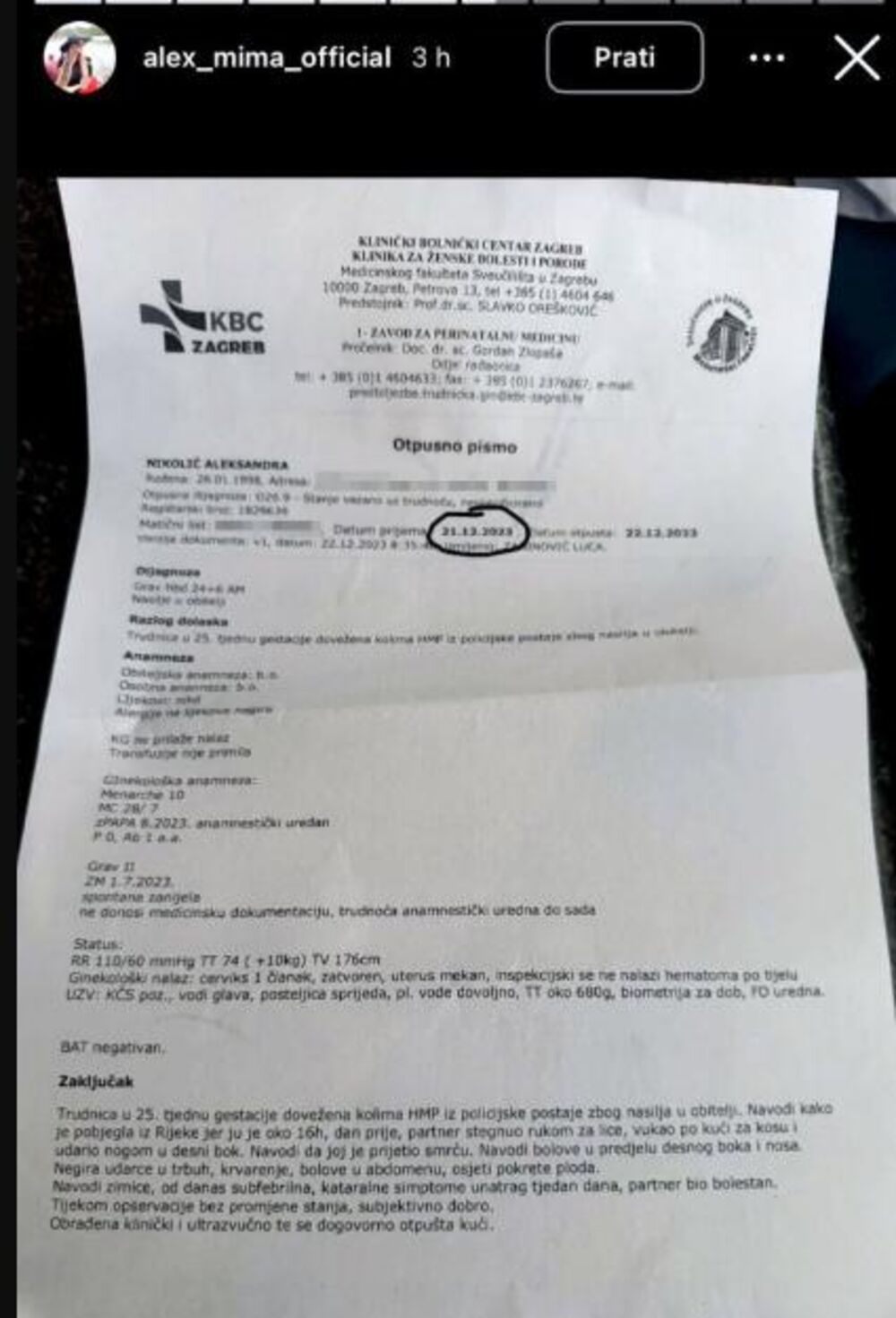 Aleksandra objavila izveštaj