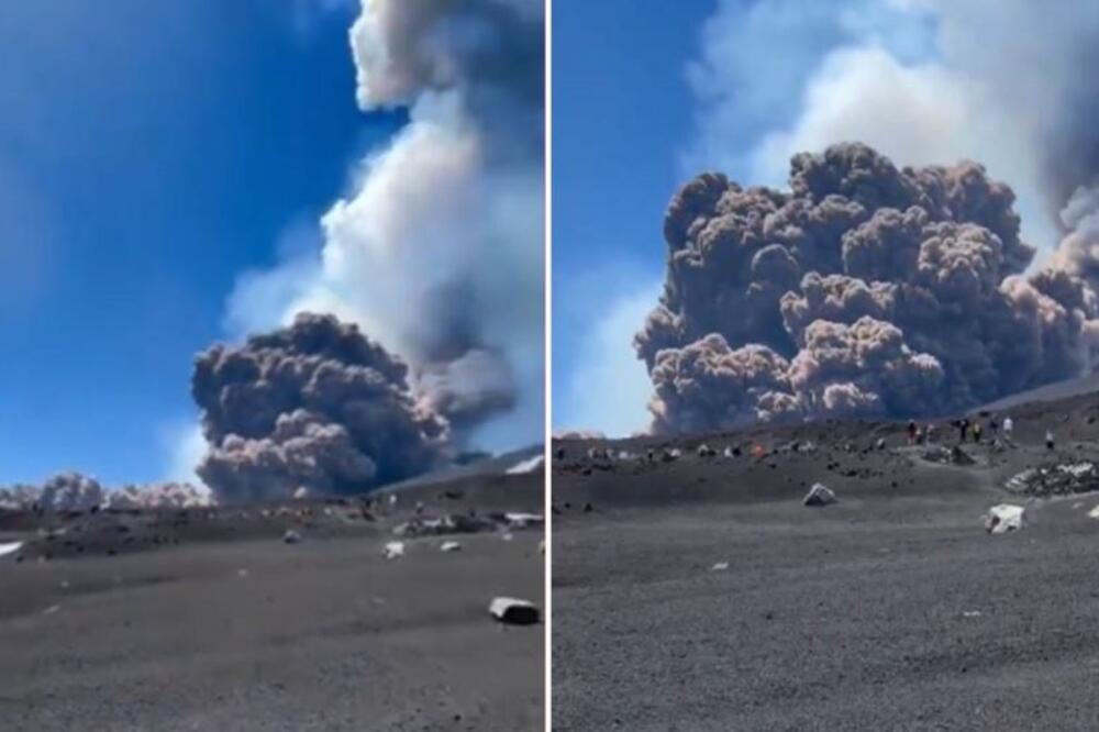 Turisti panično beže sa Sicilije: Uhvaćen jezivi trenutak erupcije vulkana Etna, pilotima izdato crveno upozorenje!