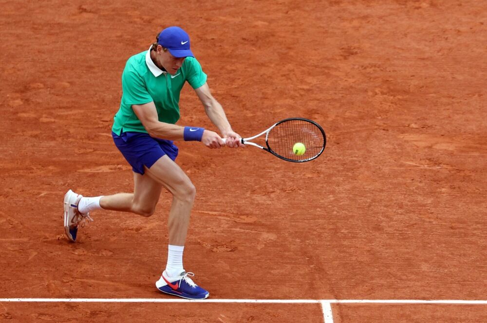 Janik Siner na meču protiv Novaka Đokovića