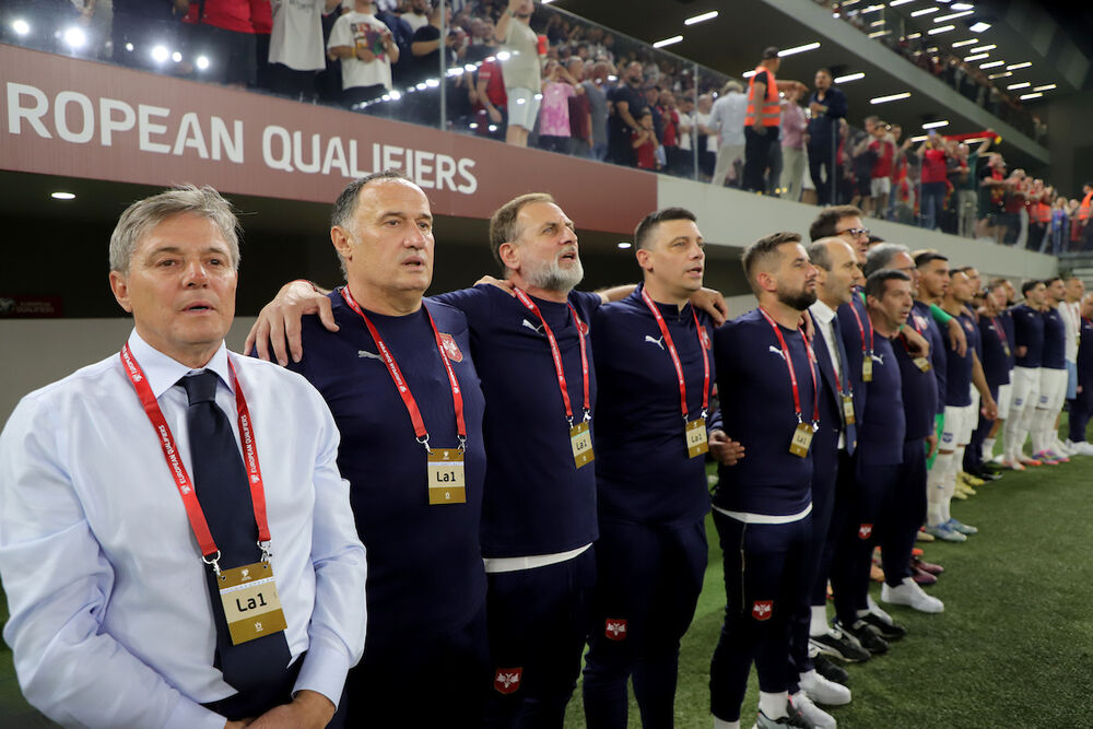 Dragan Stojković Piksi na utakmici Albanije i Srbije