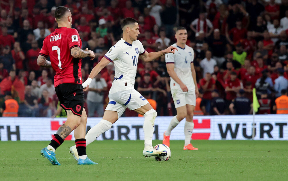 Saša Lukić na utakmici Albanije i Srbije