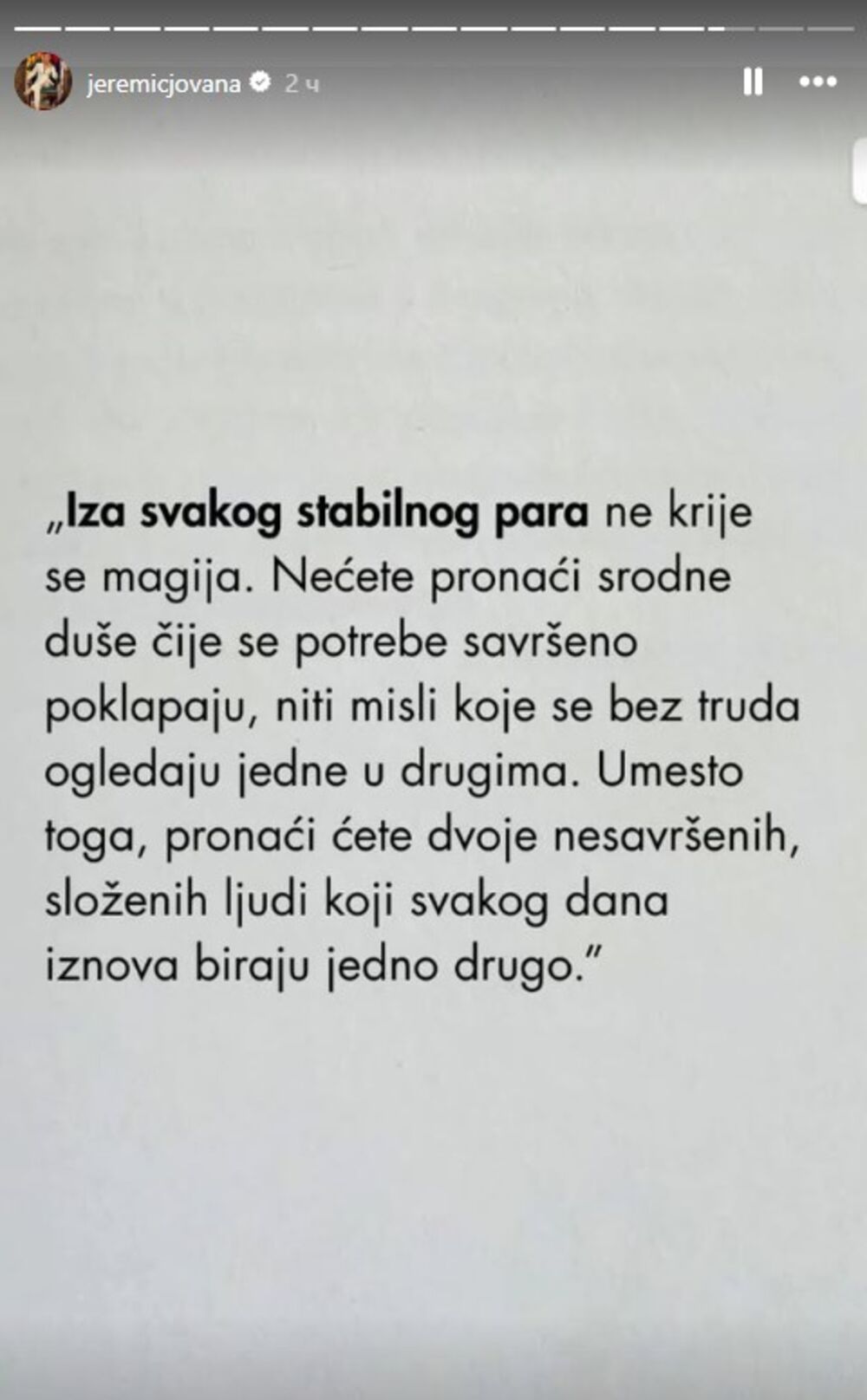 Citat Jovane Jeremić na instagramu