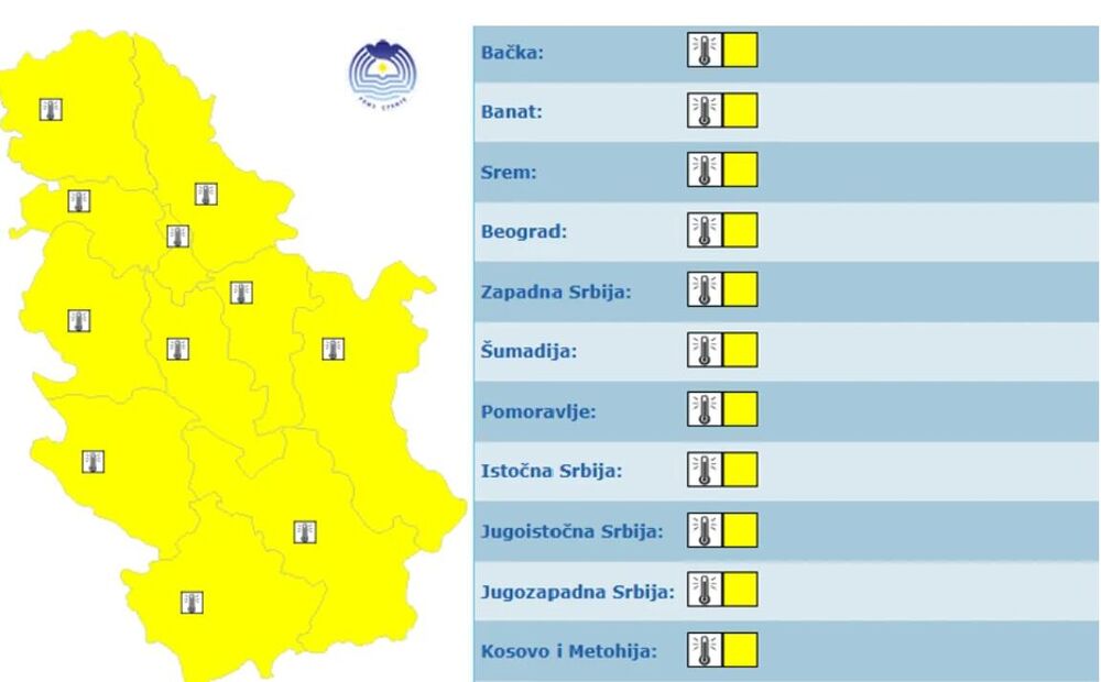 Žuti meteoalarm u zemlji