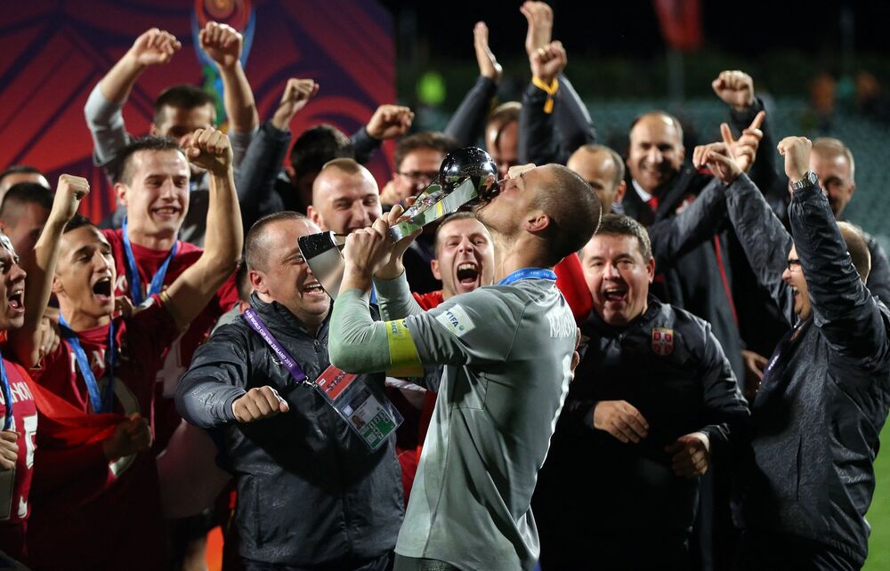 Slavlje fudbalera Srbije posle osvajanja Svetskog prvenstva za igrače do 20 godina na Novom Zelandu