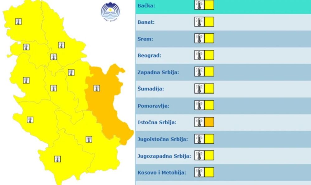 Žuti meoalarm za 24. jun