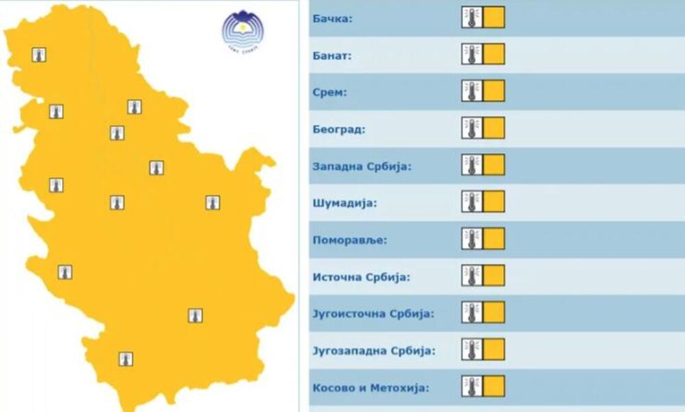 Narandžasti meteoalarm u Srbiji