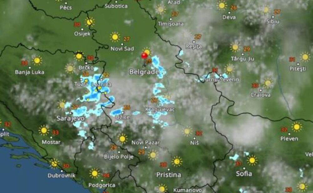 Kretanje padavina u 18 časova