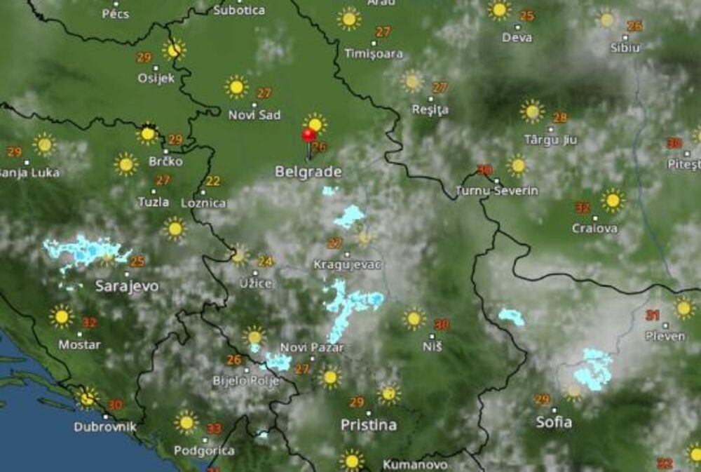 Kretanje padavina u 19 časova