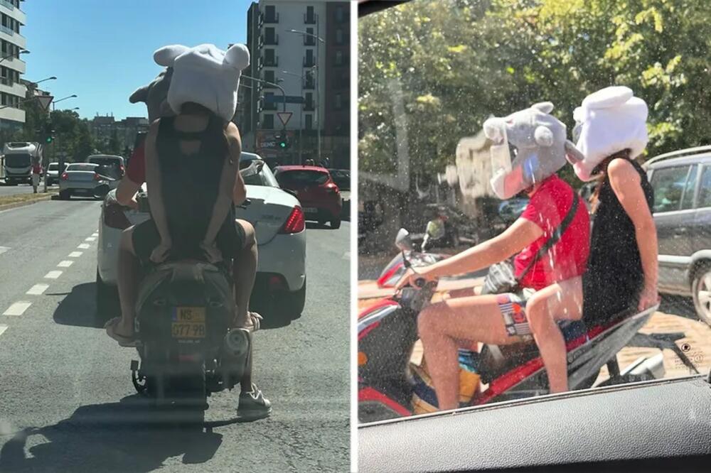 Hit slika iz Novog Sada! Dečko i devojka voze se na motoru, a na glavi im ova skalamerija (FOTO)