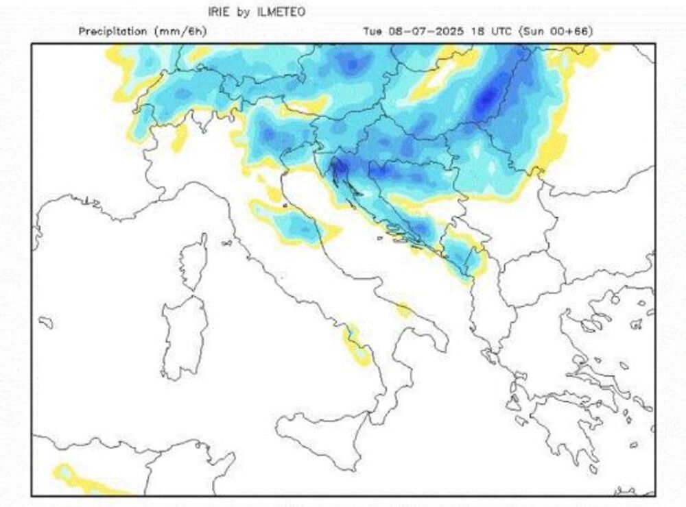 Mapa zahlađenja u utorak u 18h