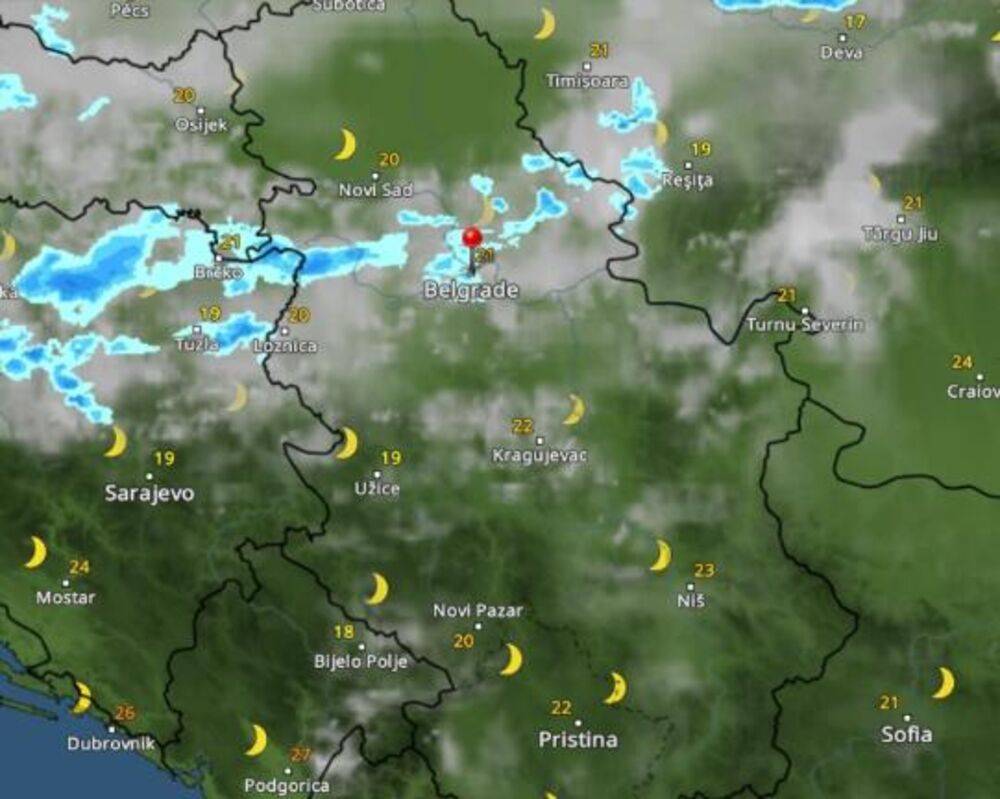 Kretanje nevremena danas u 23 sata