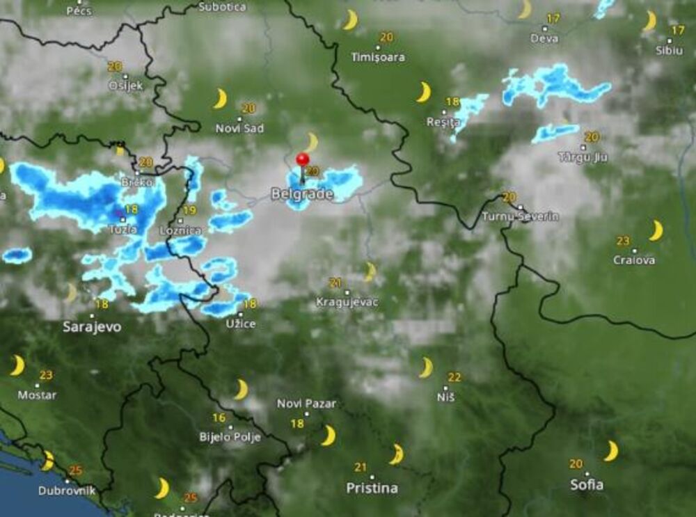 Kretanje nevremena u ponoć