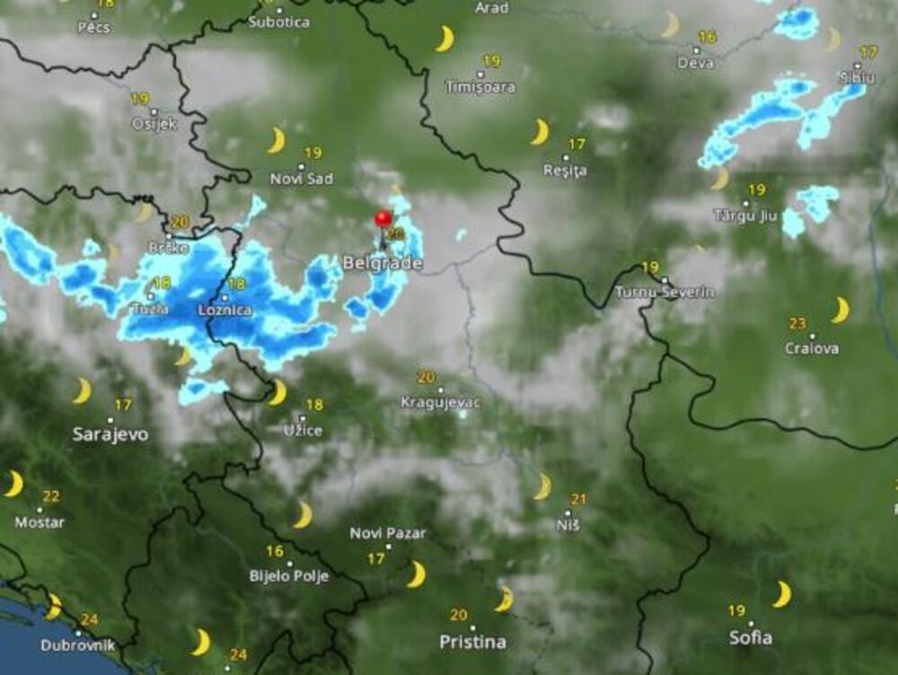 Kretanje nevremena u jedan sat posle ponoći