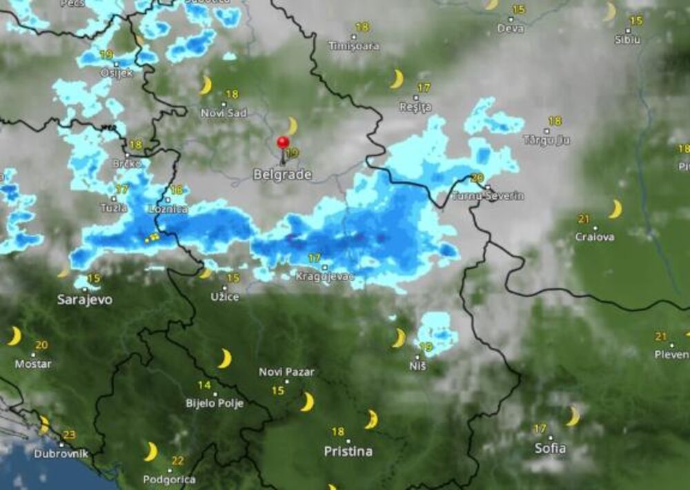 Kretanje nevremena u četiri sata posle ponoći