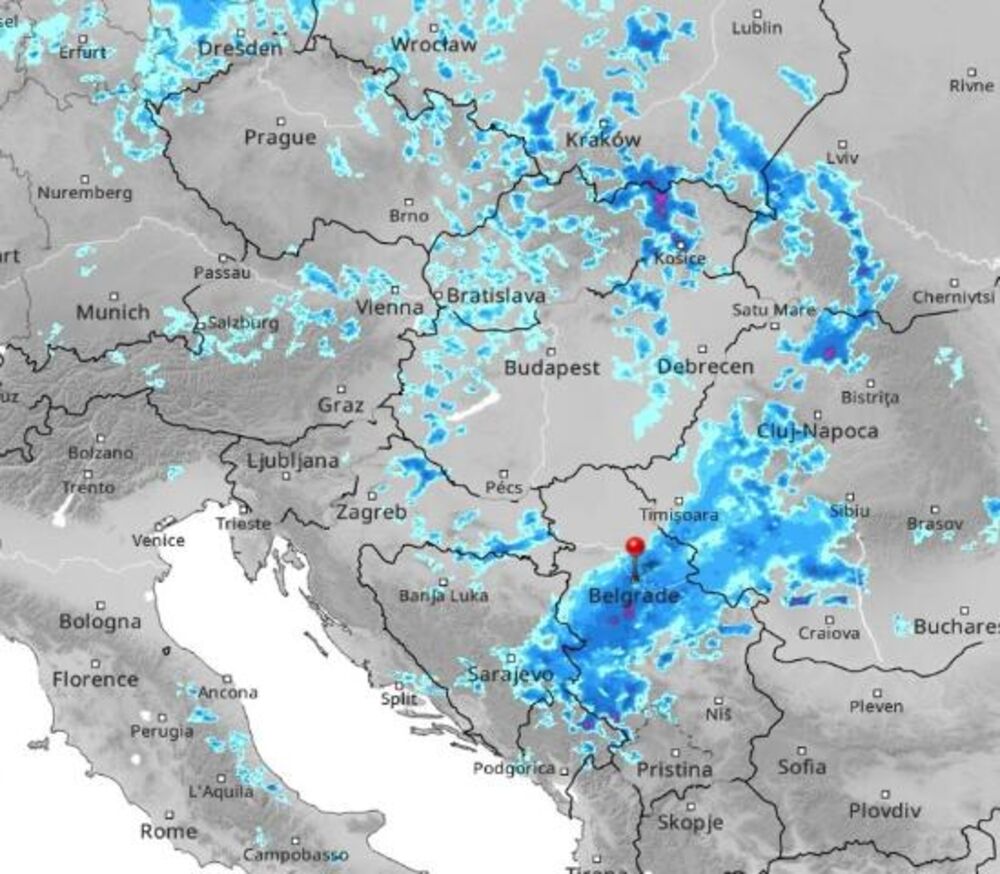 Kretanje nevremena u 13 časova
