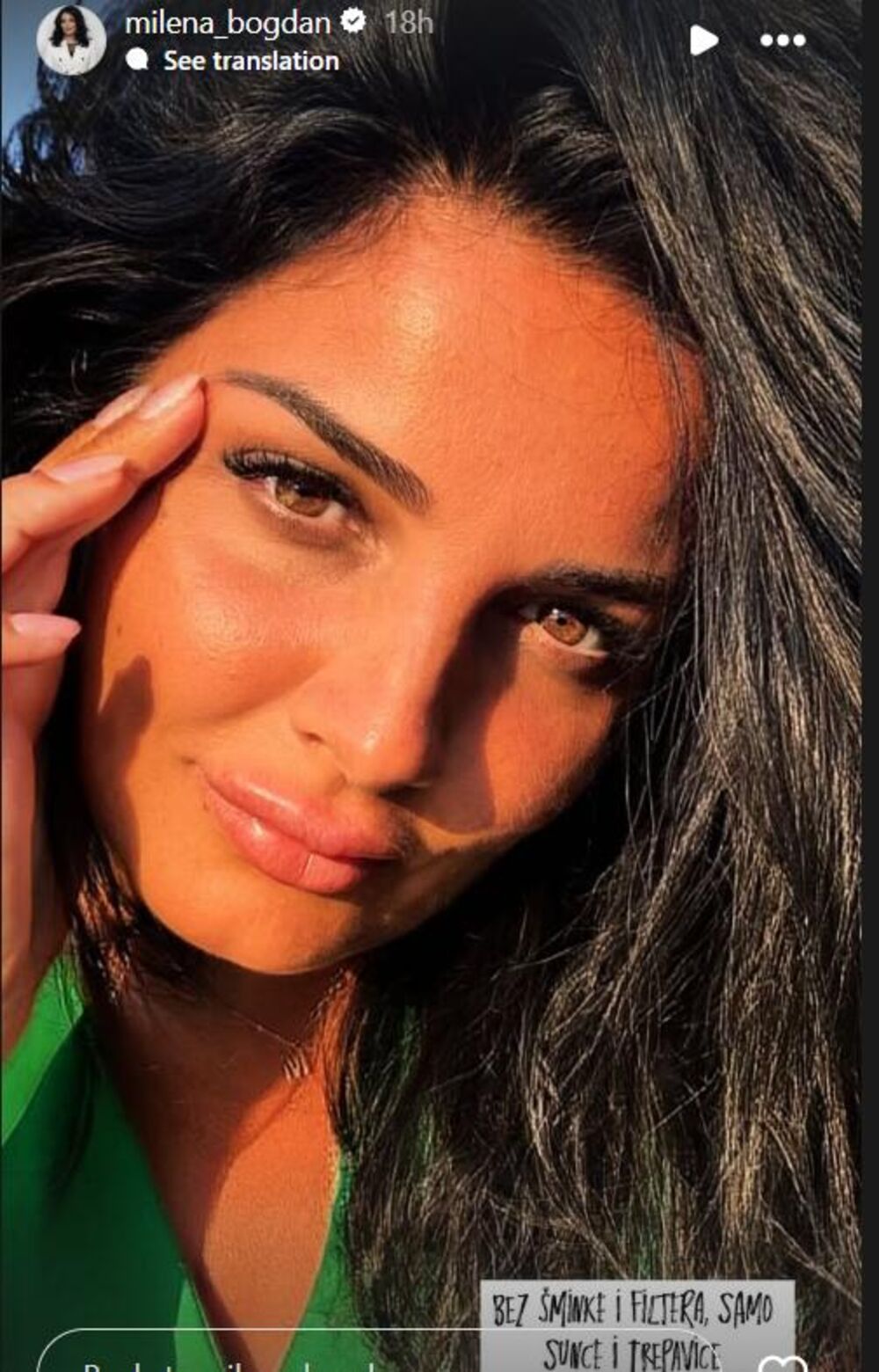 Milena pokazala lice bez šminke