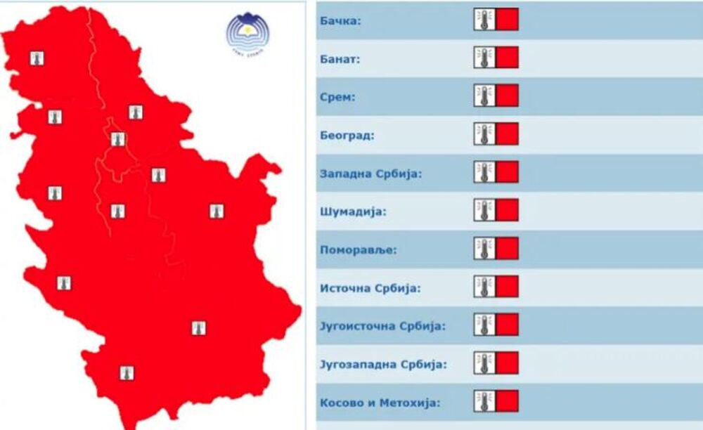 Crveni meteoalarm u Srbiji