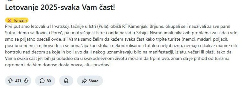 Iskustvo korisnika sa letovanja u Hrvatskoj