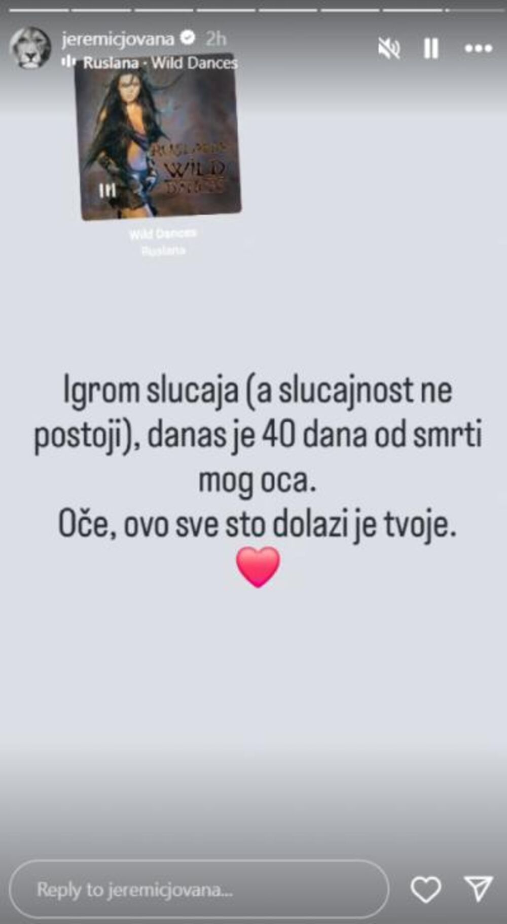 Jovana se zaklela ocu