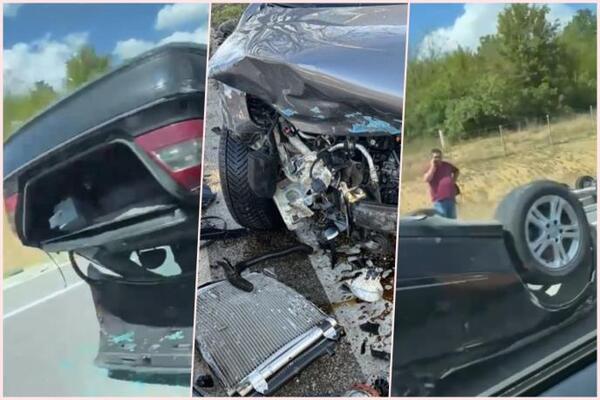 Saobraćajna nezgoda kod Čačka: Prevrnula se prikolica sa automobilom, ogromna gužva na auto-putu! (VIDEO)