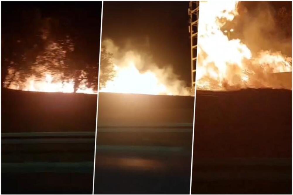 Strašne scene kod Sava centra: Bukti veliki požar, vatra zahvatila travu! (VIDEO)