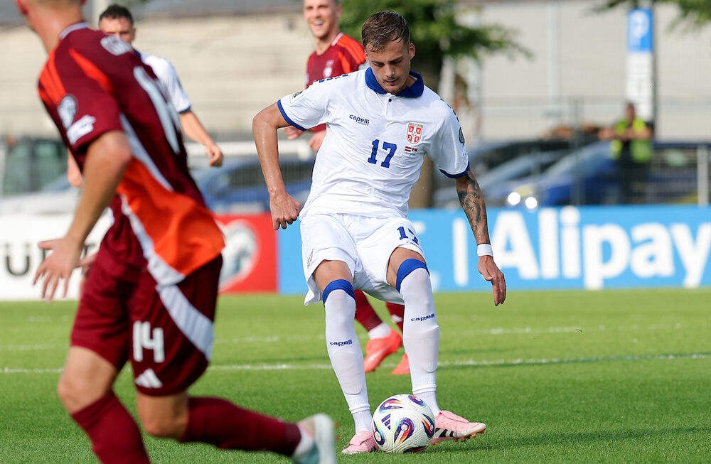 Detalj sa utakmice Letonije i Srbije